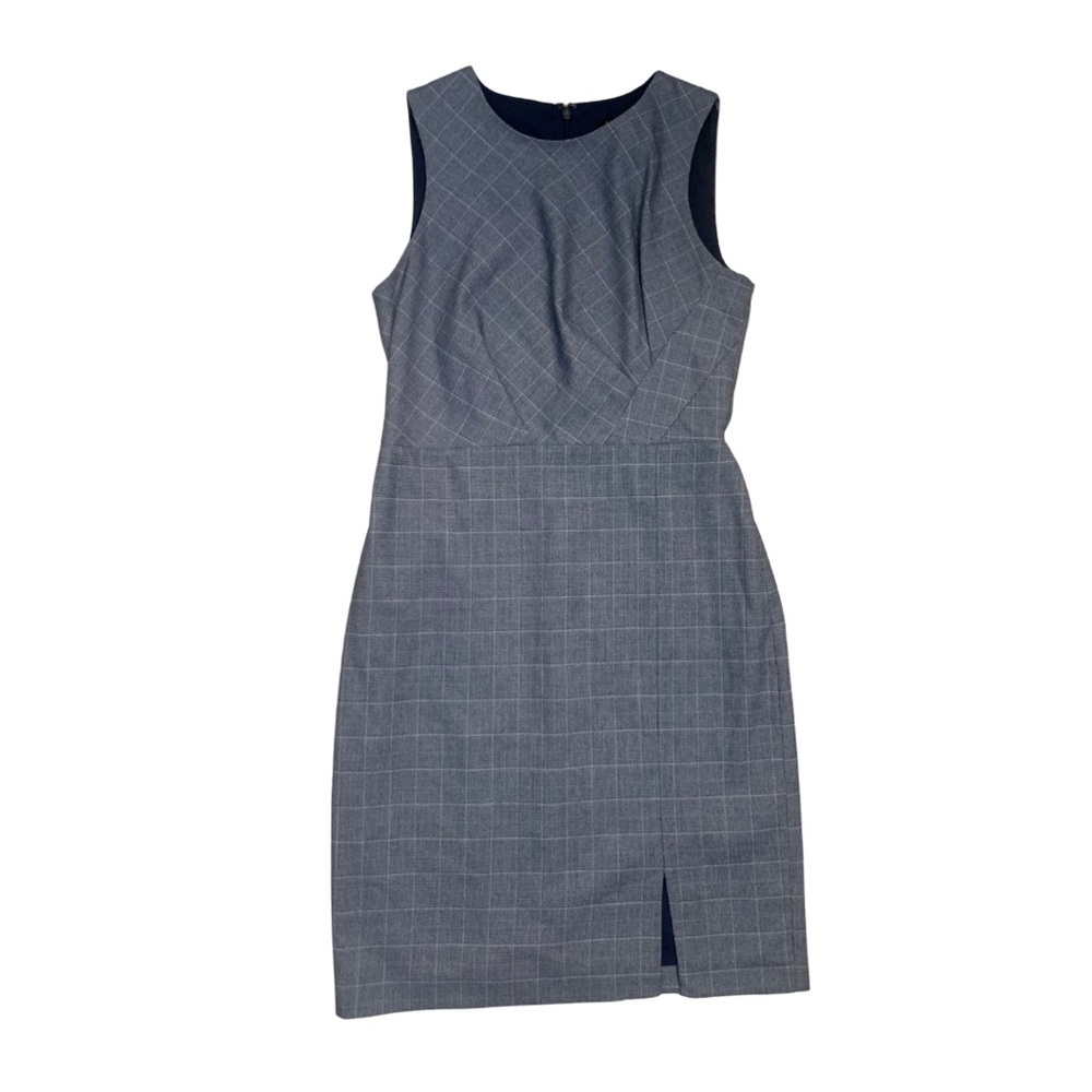 2/$30 Banana Republic Blue Gray Plaid Sleeveless Shift Dress 2 Small Career